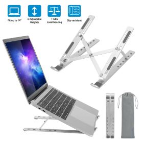 Laptop Riser Stand Lifter Foldable Aluminum Desktop Phone Holder Stand Angle Height Adjustable Tablet PC Holder Riser Ventilated Laptop Phone Tray