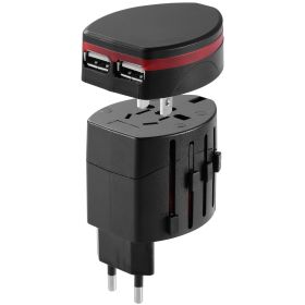 Universal Travel Power Adapter All in One Wall Charger AC Power Plug Adapter with 2 USB Charge Ports