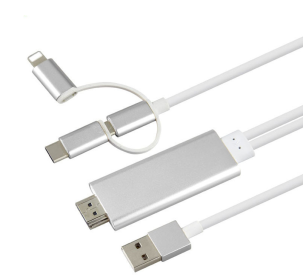 Compatible with Apple; Compatible with Apple ; USB 1080P 2M 8 Pin to HDMI TV AV Adapter Cable for iPhone 5 6 6S 7 7 Plus