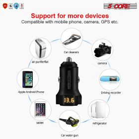 5 Core Car USB Fast Charger Dual Car Phone Charger IPhone Samsung USB-C Adapter CDKC11 2USB 2Pcs