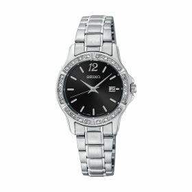 Seiko SUR657 Prime Stainless Steel Crystal Bezel Black Dial Women's Quartz Watch