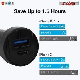 5Core 3PCS 12V Car USB Fast Charger USB-C Adapter For iPhone; Samsung;  OnePlus Etc CDKC11 USBC 3Pcs