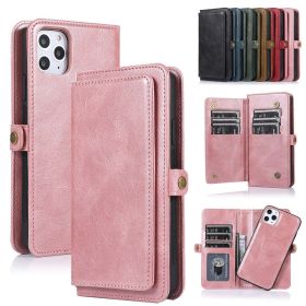 Vegan Leather Magnetic Card Holder Wallet Case with Strap for iPhone X to 14 Series (Color: BROWN, size: For iPhone 12 Pro)