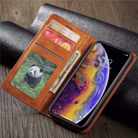 Leather Flip Wallet Card Holder Magnetic Case For iPhones X to iPhone 14 Series (Color: Black, size: For iPhone 11)