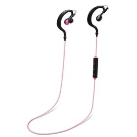 Neckband Earbuds W/Mic Deep Bass HiFi Wireless V4.1 Sport In-Ear Stereo Headphones (Color: PINK, Type: Headphones)