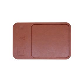 Catch All Tray Pod With 3 In 1 Smart Wireless Charger (Color: BROWN)