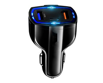 3 Port Fast Charge 3.0 Car Charger (Color: Black)