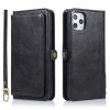 Vegan Leather Magnetic Card Holder Wallet Case with Strap for iPhone X to 14 Series